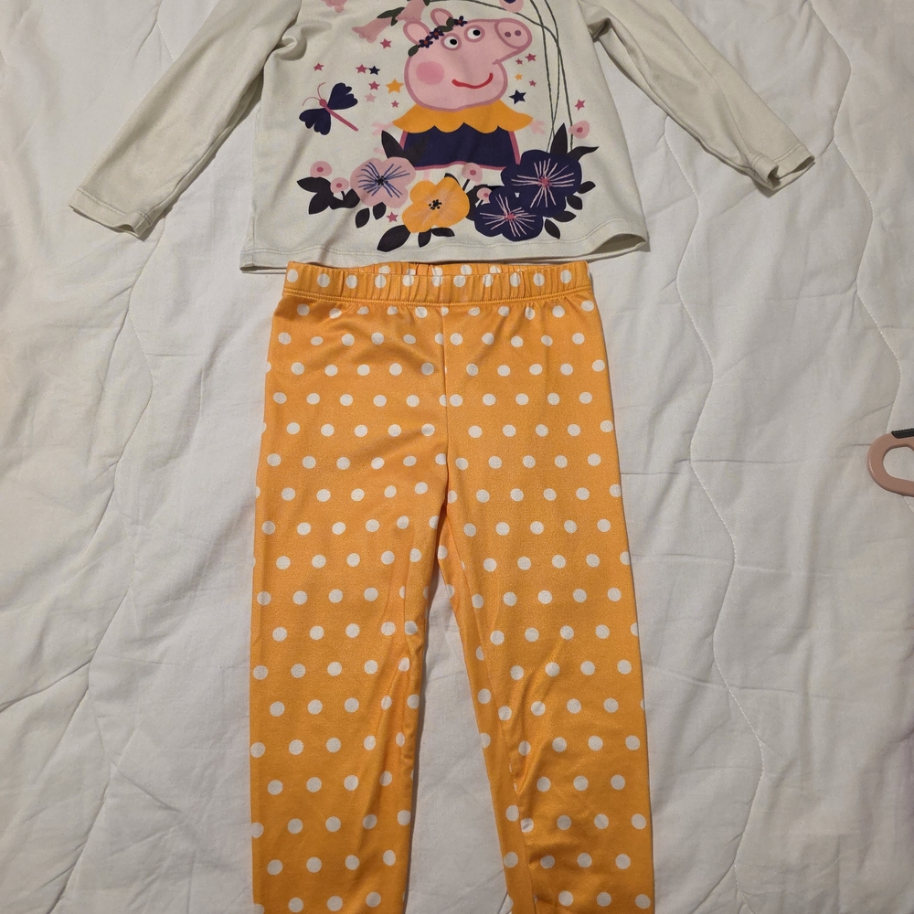 Peppa Pig Playful Print Kids Pants Set - Cream and Orange